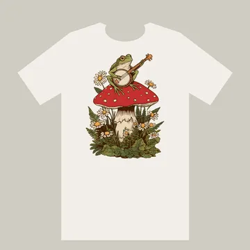 Áo thun sáng in mẫu ếch chơi banjo